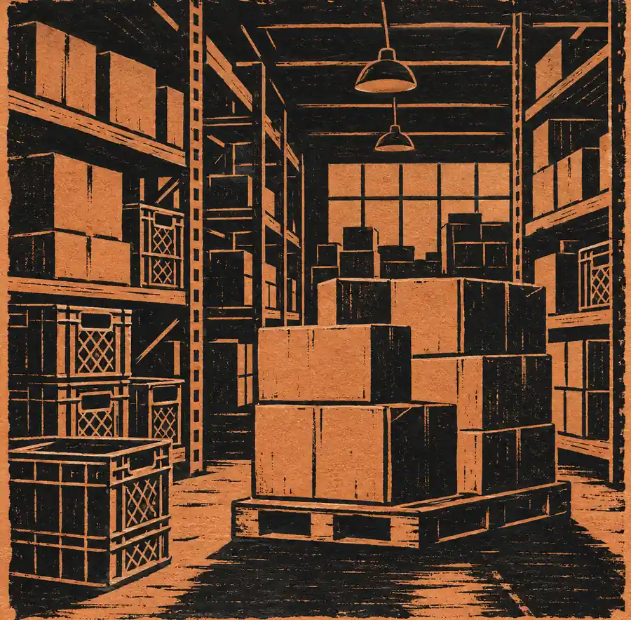 Illustration of distribution businesses equipment and workspace